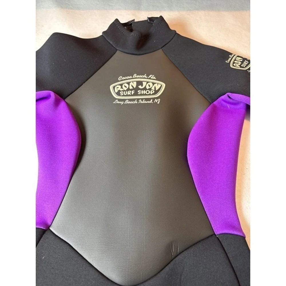 Ron Jon Surf Shop Wetsuit Kids Size 4 Black Purple‎ Shorty Back Zip Made in USA